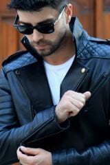 DERİNSS DER117 Hakiki Deri Erkek Siyah Mont