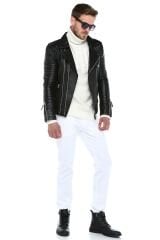 DERİNSS DER117 Hakiki Deri Erkek Siyah Mont