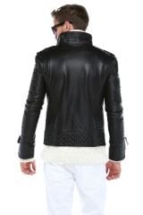 DERİNSS DER117 Hakiki Deri Erkek Siyah Mont