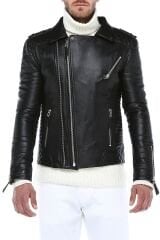 DERİNSS DER117 Hakiki Deri Erkek Siyah Mont