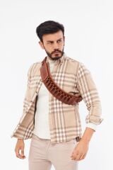 DERİNSS DUF0101 Hakiki Deri El İşciliği Taba 20'li Fişeklik