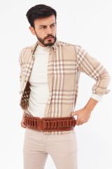 DERİNSS DUF0101 Hakiki Deri El İşciliği Taba 20'li Fişeklik