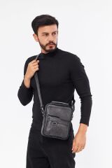 DERİNSS DEB5121 Hakiki Derİ Gri Erkek El ve Omuz Çantası