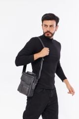 DERİNSS DEB5121 Hakiki Derİ Gri Erkek El ve Omuz Çantası