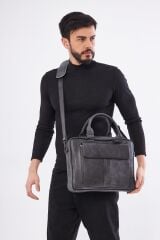 DERİNSS DUB3099 Hakiki Deri Gri Laptop ve Evrak Çantası