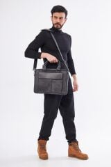 DERİNSS DUB3099 Hakiki Deri Gri Laptop ve Evrak Çantası