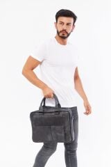 DERİNSS DUB3099 Hakiki Deri Gri Laptop ve Evrak Çantası