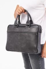 DERİNSS DUB3099 Hakiki Deri Gri Laptop ve Evrak Çantası
