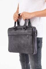 DERİNSS DUB3066 Hakiki Deri Gri Laptop ve Evrak Çantası