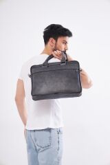 DERİNSS DUB3066 Hakiki Deri Gri Laptop ve Evrak Çantası