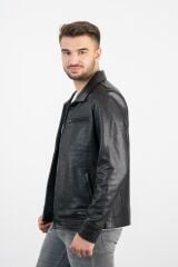 DERİNSS DER147 Hakiki Deri Erkek Siyah Mont