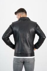 DERİNSS DER147 Hakiki Deri Erkek Siyah Mont