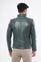 DERİNSS DER198 Hakiki Deri Erkek Yeşil Mont