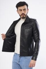 DERİNSS DER276 Hakiki Deri Erkek Siyah Mont