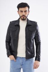 DERİNSS DER276 Hakiki Deri Erkek Siyah Mont