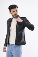 DERİNSS DER276 Hakiki Deri Erkek Siyah Mont