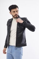 DERİNSS DER276 Hakiki Deri Erkek Siyah Mont