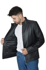 DERİNSS DER198 Hakiki Deri Erkek Tafta Mont