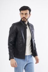 DERİNSS DER185 Hakiki Deri Erkek Siyah Mont