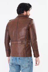 DERİNSS DER265 Hakiki Deri Erkek Taba Mont