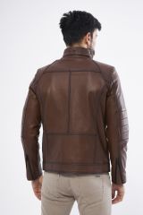 DERİNSS DER185 Hakiki Deri Erkek Taba Mont