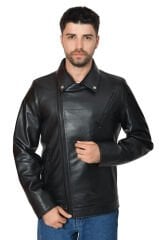 DERİNSS DER170 Hakiki Deri Erkek Siyah Mont