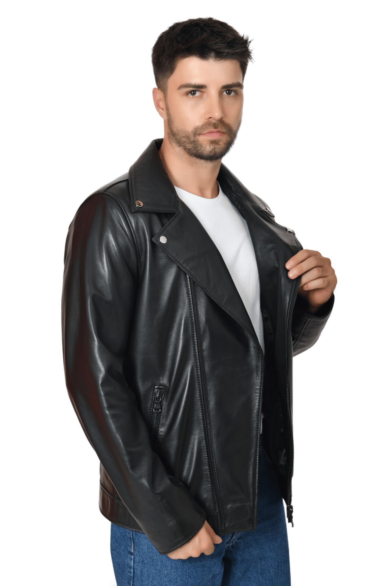DERİNSS DER170 Hakiki Deri Erkek Siyah Mont