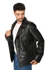 DERİNSS DER170 Hakiki Deri Erkek Siyah Mont