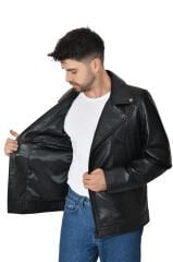 DERİNSS DER170 Hakiki Deri Erkek Siyah Mont