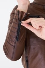 DERİNSS DER109 Hakiki Deri Erkek Taba Mont