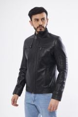 DERİNS DER134 Hakiki Deri Erkek Siyah Mont