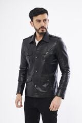 DERİNSS DER265 Hakiki Deri Erkek Siyah Mont