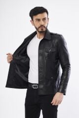 DERİNSS DER265 Hakiki Deri Erkek Siyah Mont