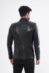 DERİNSS DER265 Hakiki Deri Erkek Siyah Mont