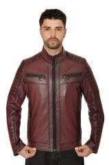 DERİNSS DER109 Hakiki Deri Erkek Bordo Mont