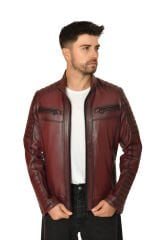 DERİNSS DER108 Hakiki Deri Erkek Bordo Mont