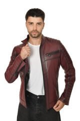 DERİNSS DER109 Hakiki Deri Erkek Bordo Mont
