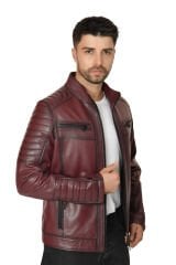 DERİNSS DER109 Hakiki Deri Erkek Bordo Mont