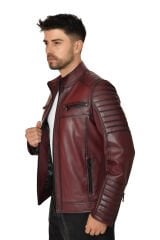 DERİNSS DER109 Hakiki Deri Erkek Bordo Mont