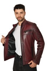DERİNSS DER109 Hakiki Deri Erkek Bordo Mont