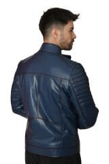 DERİNSS DER109 Hakiki Deri Erkek Mavi Mont