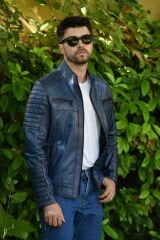 DERİNSS DER109 Hakiki Deri Erkek Mavi Mont