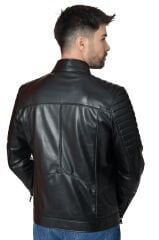 DERİNSS DER109 Hakiki Deri Erkek Siyah Mont