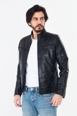 DERİNSS DER109 Hakiki Deri Erkek Siyah Mont