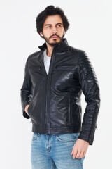 DERİNSS DER109 Hakiki Deri Erkek Siyah Mont