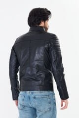 DERİNSS DER109 Hakiki Deri Erkek Siyah Mont