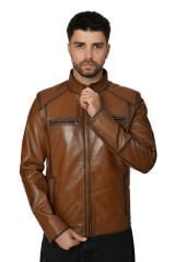 DERİNSS DER171 Hakiki Deri Erkek Taba Mont