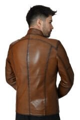 DERİNSS DER171 Hakiki Deri Erkek Taba Mont