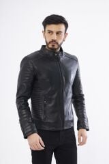 DERİNSS DER172 Hakiki Deri Erkek Siyah Mont