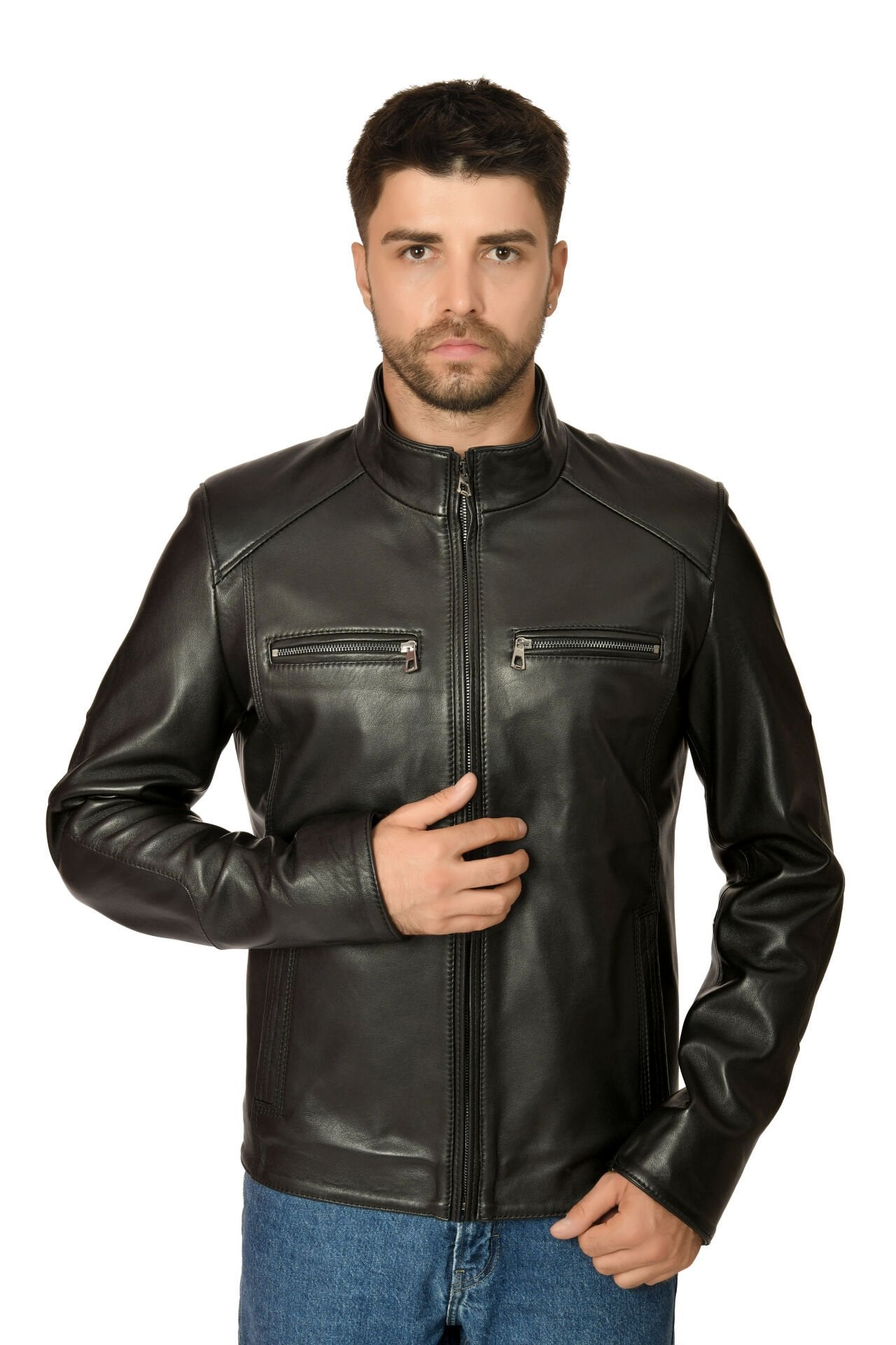 DERİNSS DER171 Hakiki Deri Erkek Siyah Mont